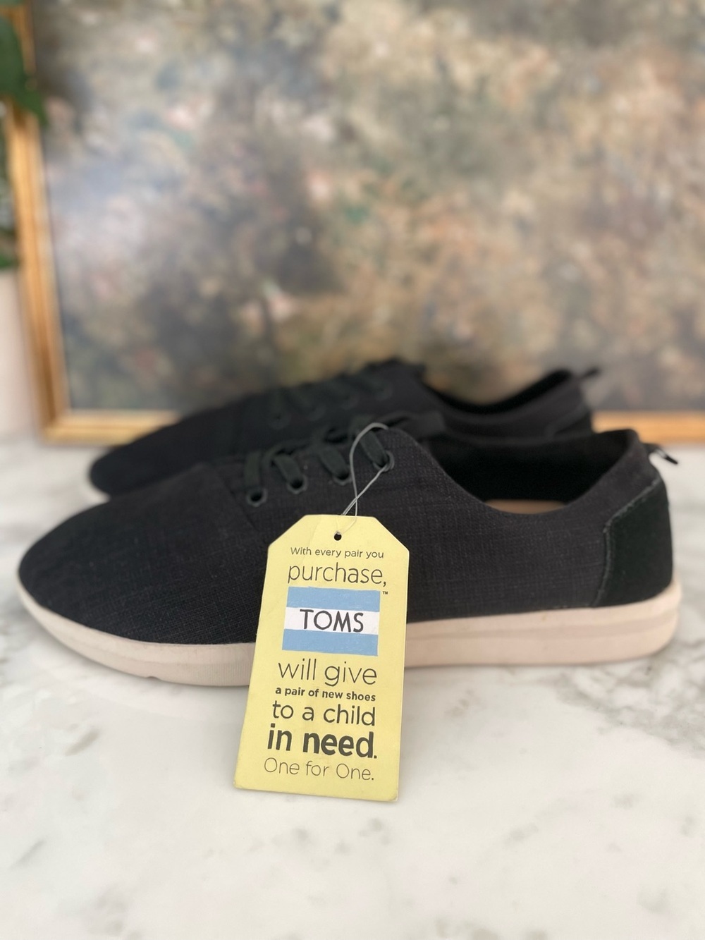 TOMS Carlo Lace Up Mens Black Canvas Sneakers Size 11 Casual Shoes - Picture 7 of 8
